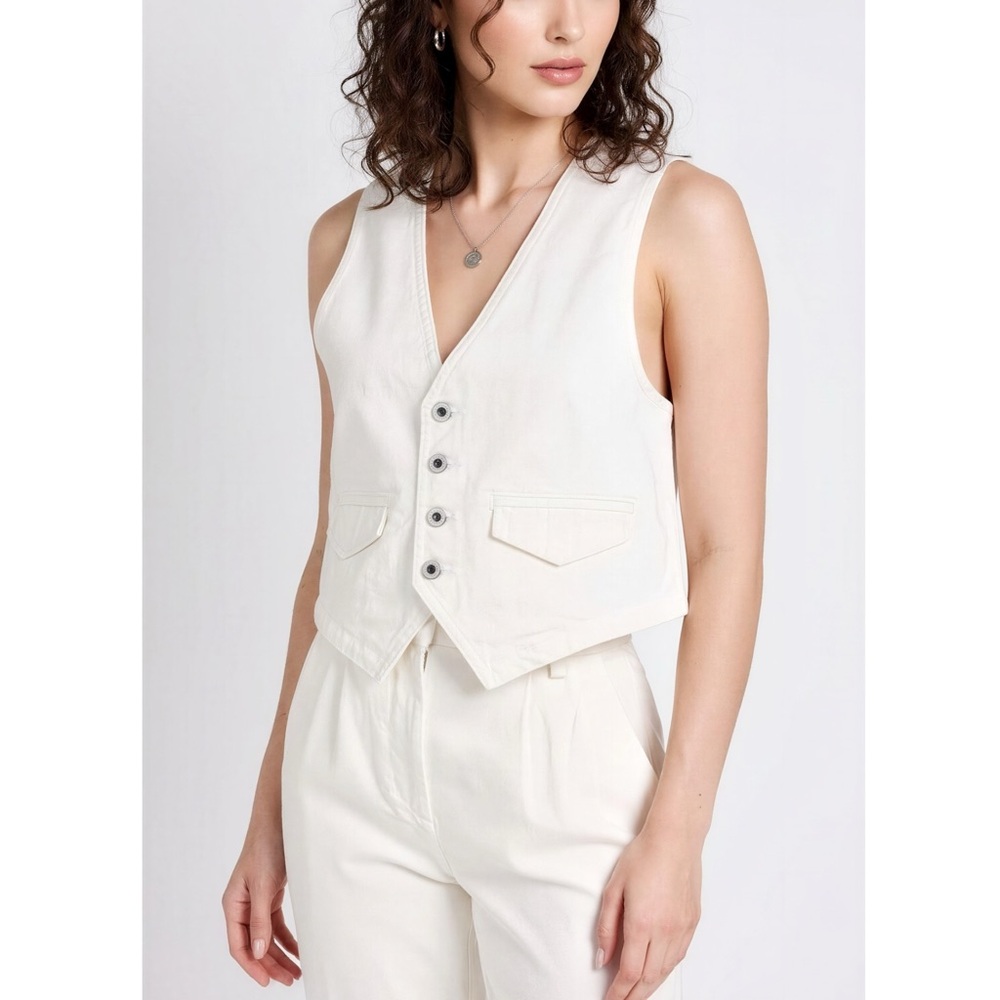 Favorite Daughter Cream Buttoned Vest Top